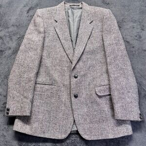 Dunn & Co Harris Tweed Blazer Mens 42 Long Grey Herringbone Wool Sports Coat